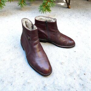Remonte Men's Vintage Brown Leather Faux Fur Lined Winter Snow Boots Size 7